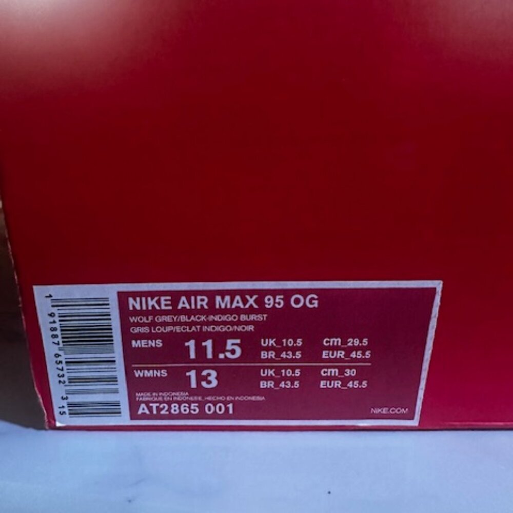 Nike Air Max 95 OG Wolf Grey/Black Indigo Burst Mens Shoes Sz 11.5 - Picture 8 of 8